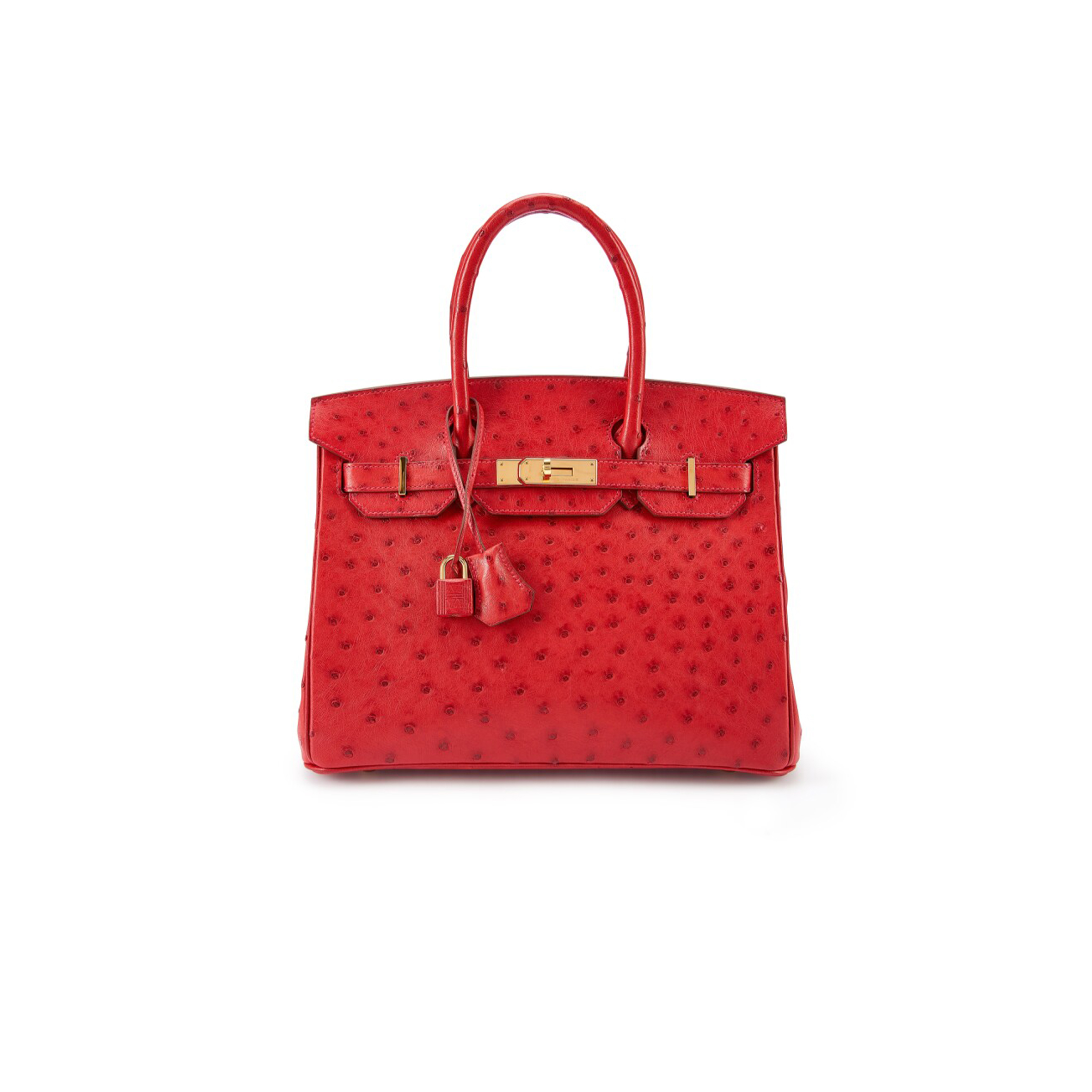 HERMÈS MASTER BIRKIN 30 OSTRICH LEATHER RED BAG GOLD BUCKLE H041933CK92 (30*22*16cm)